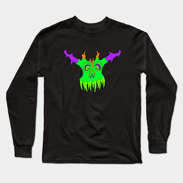 Demon Skul Long Sleeve T-Shirt by Toonacarbra Studio